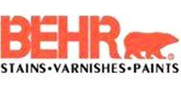 The behr stains varnishes paints logo has a bear on it.