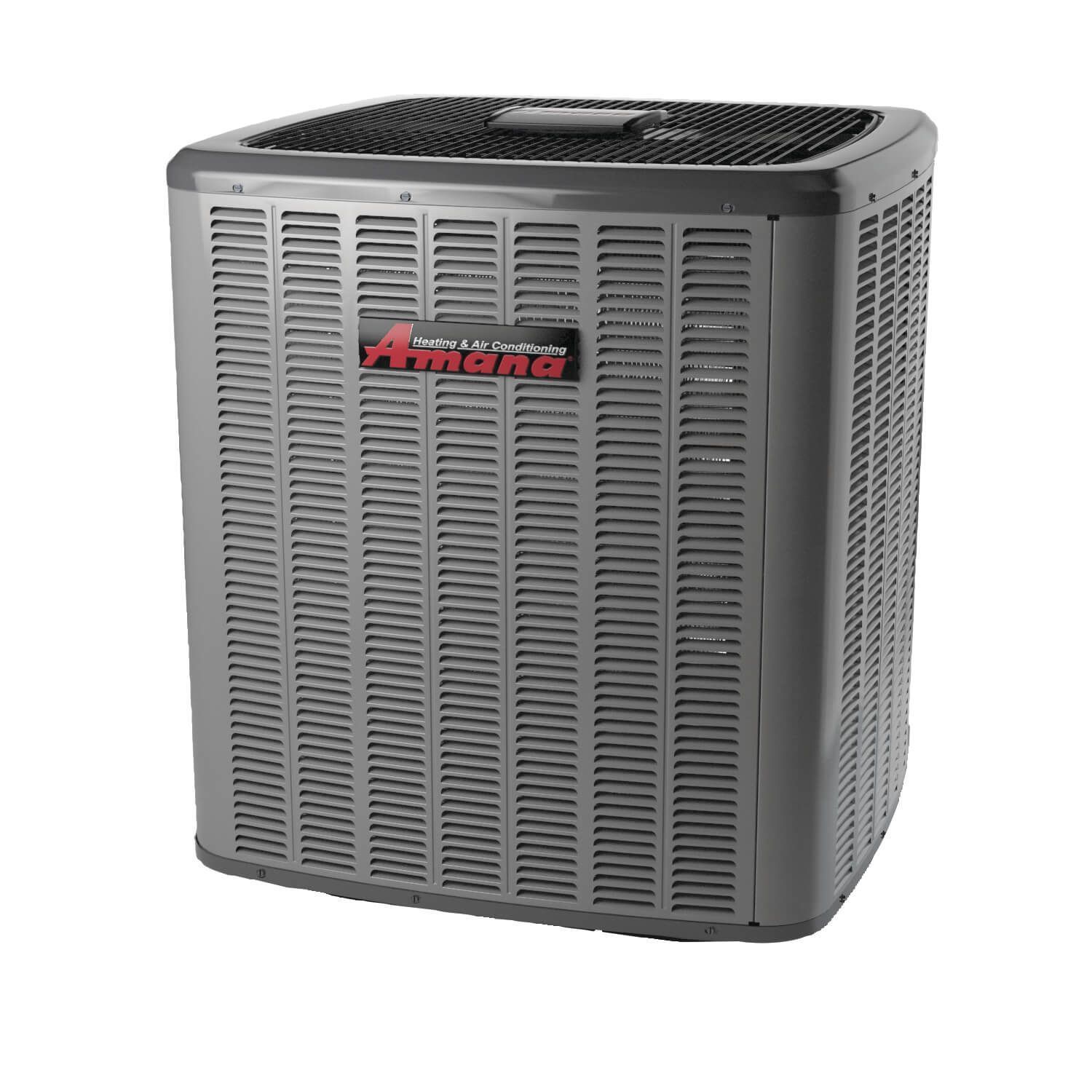 A gray air conditioner with the word america on it
