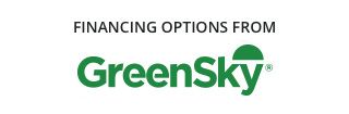 A green sky logo that says financing options from greensky