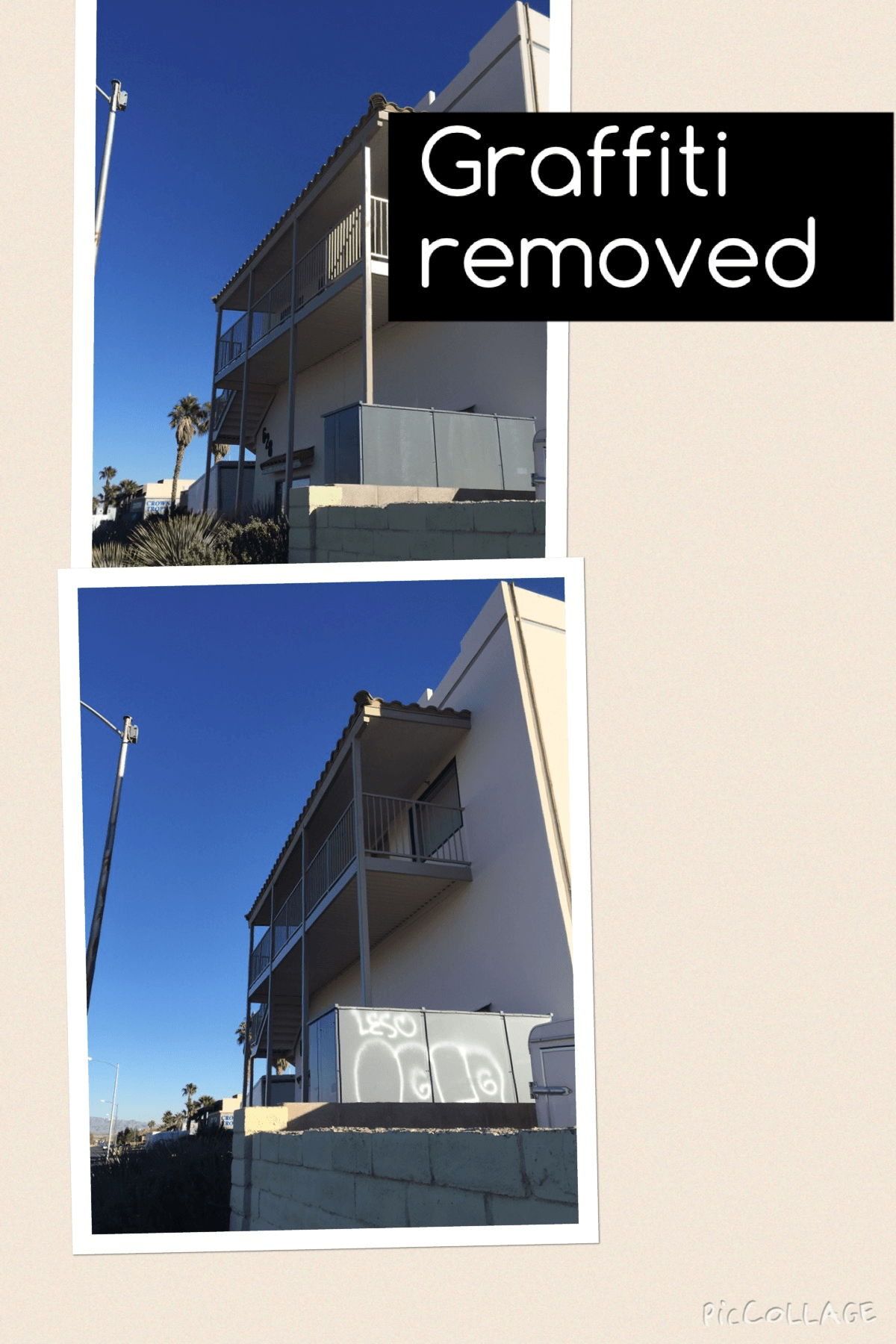 Before and after graffiti removal