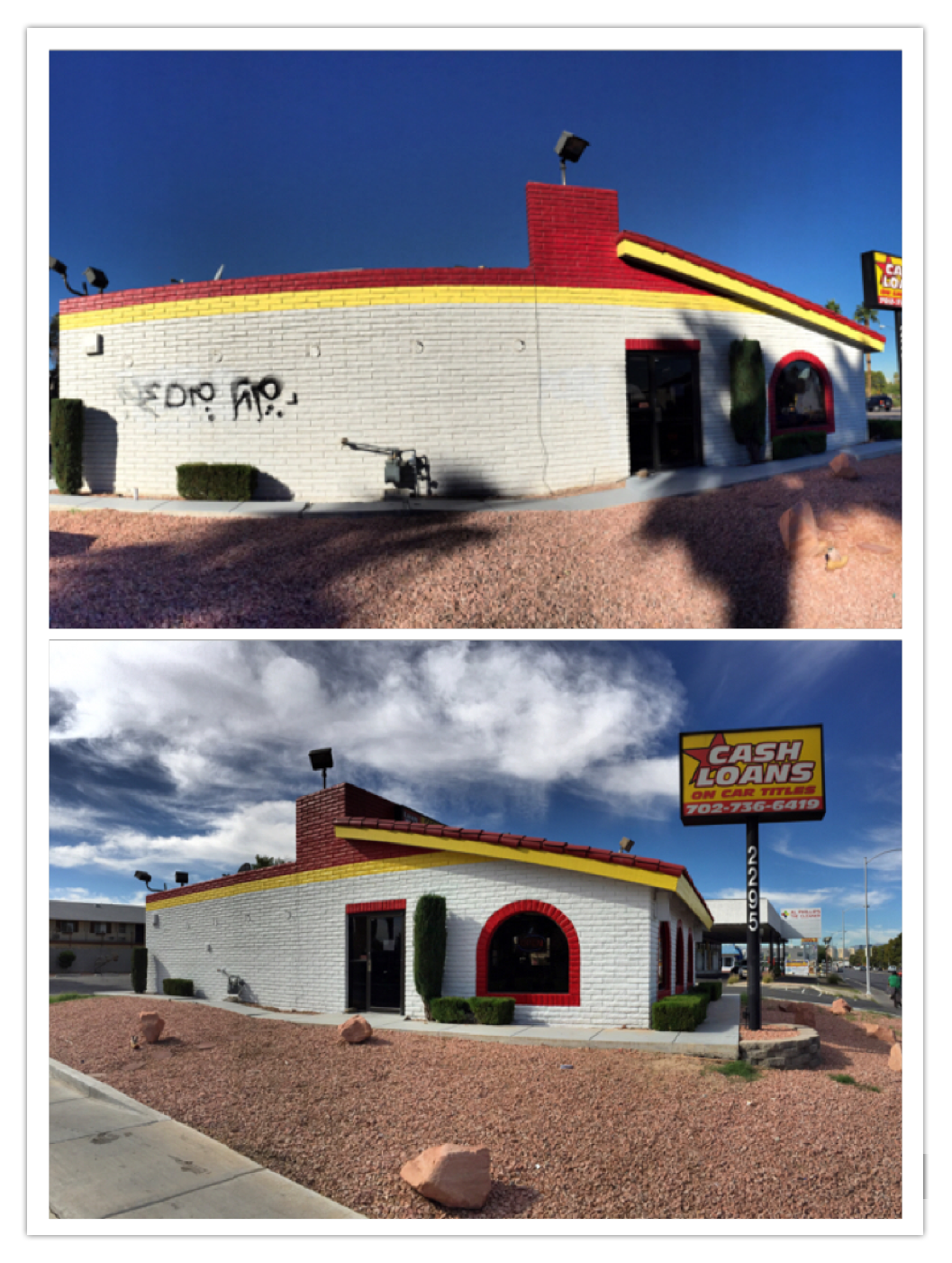 Before and after graffiti removal