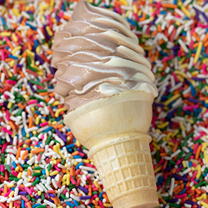 Cone in sprinkle topping