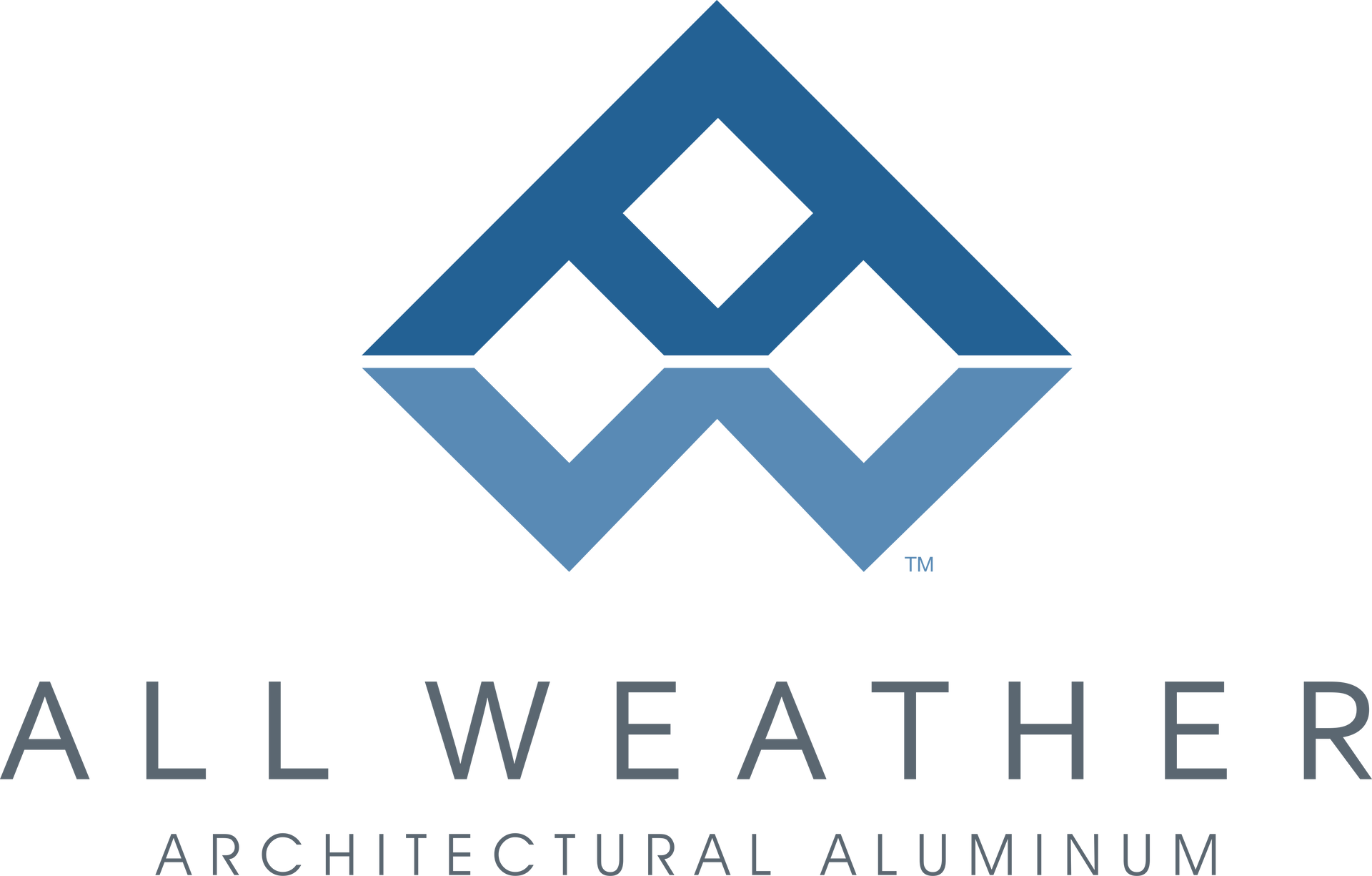A logo for all weather architectural aluminum