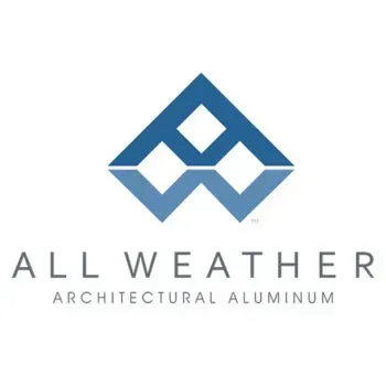 All weather architectural aluminum logo on a white background