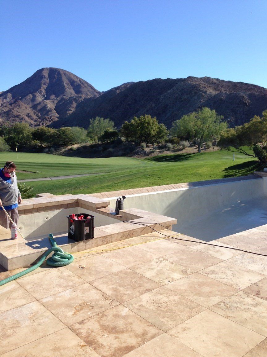 Acid wash pool tile cleaning