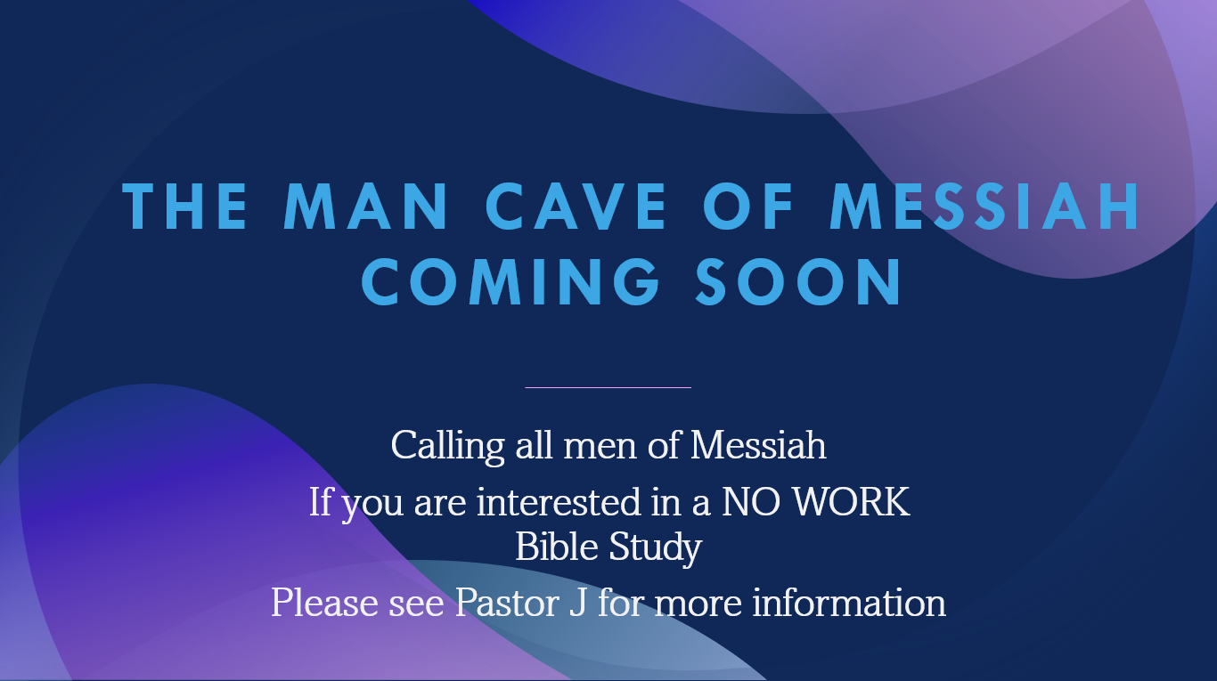 An advertisement for the man cave of messiah coming soon