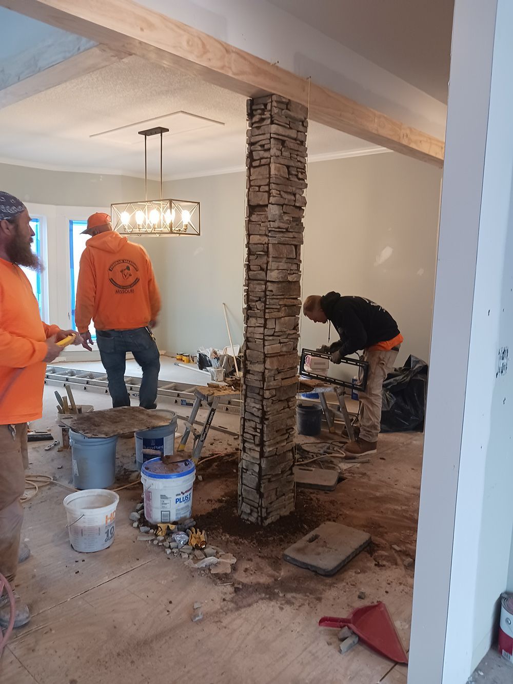 Interior stone pillar