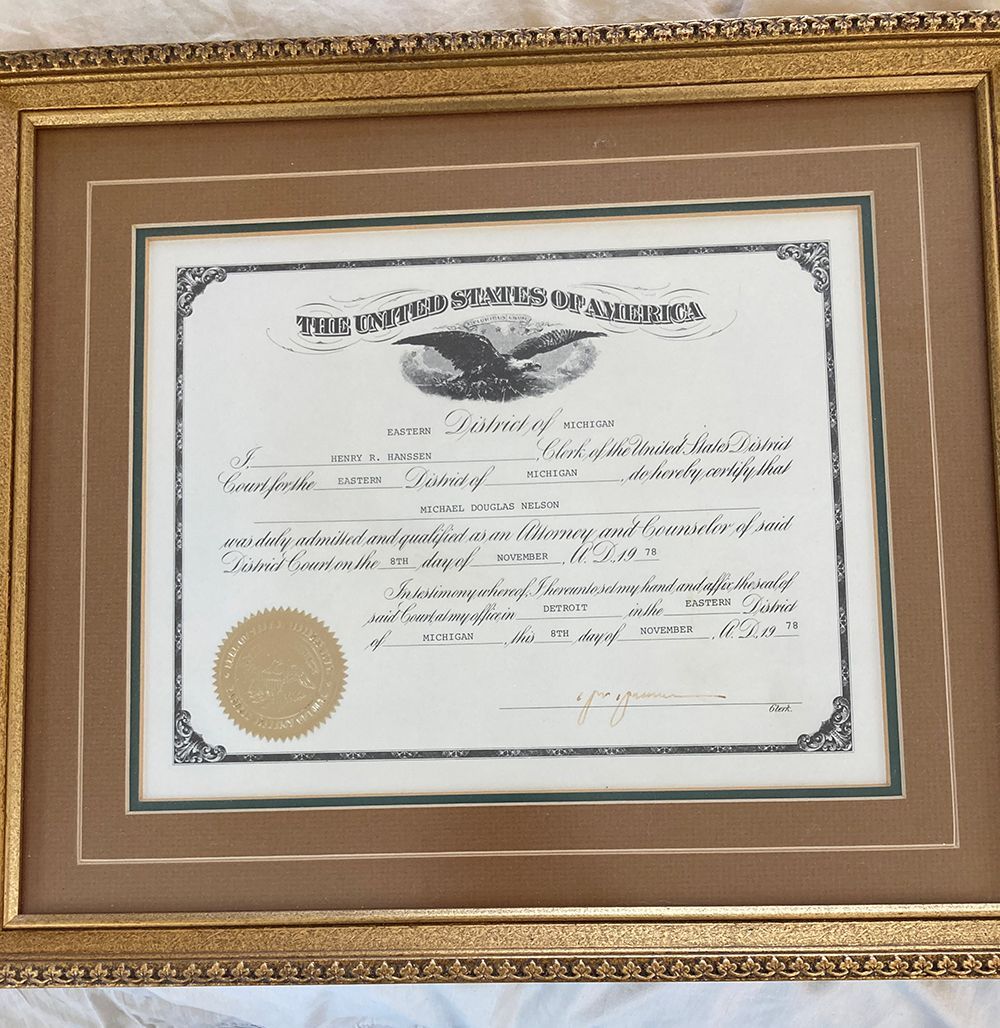 A framed certificate that says United States of America