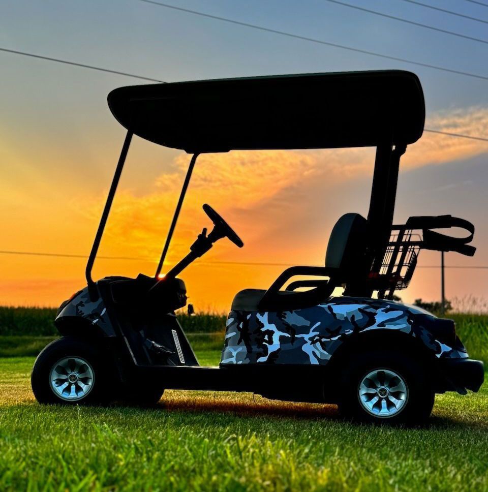 Golf cart with camouflage trim
