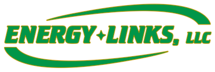 Energy+Links, LLC logo in green and orange with curved swoosh lines