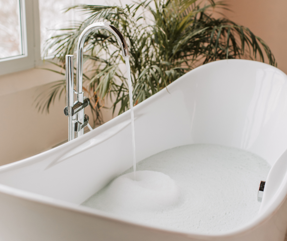 Bathtub with running water