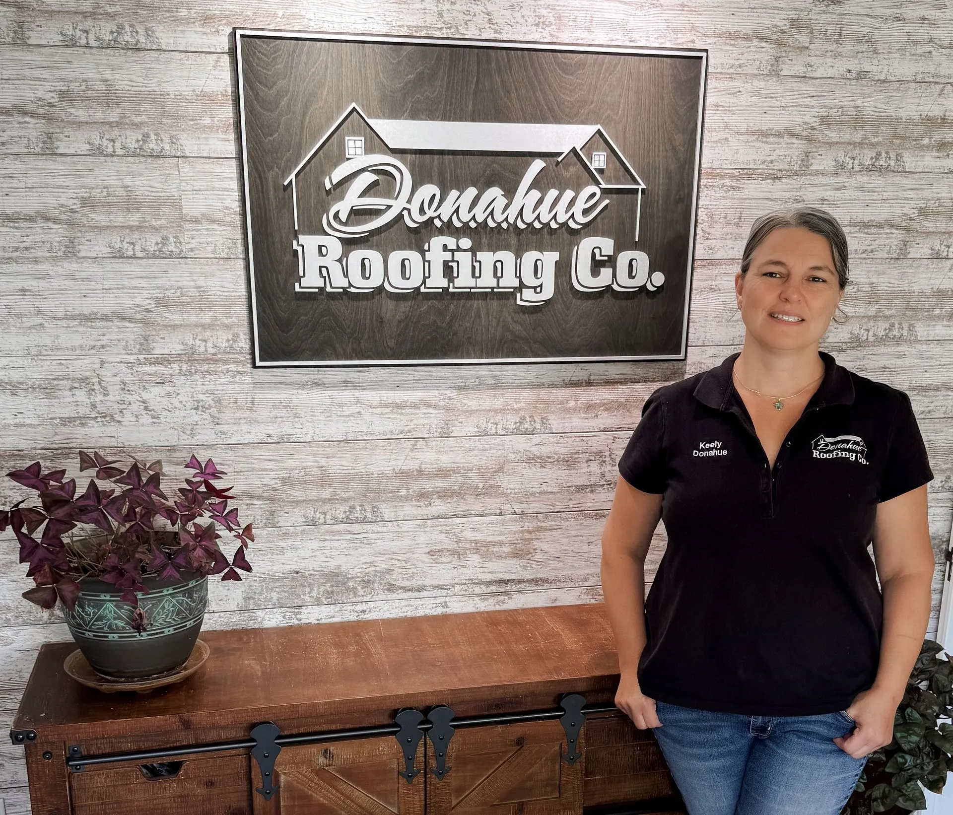 Woman standing next to