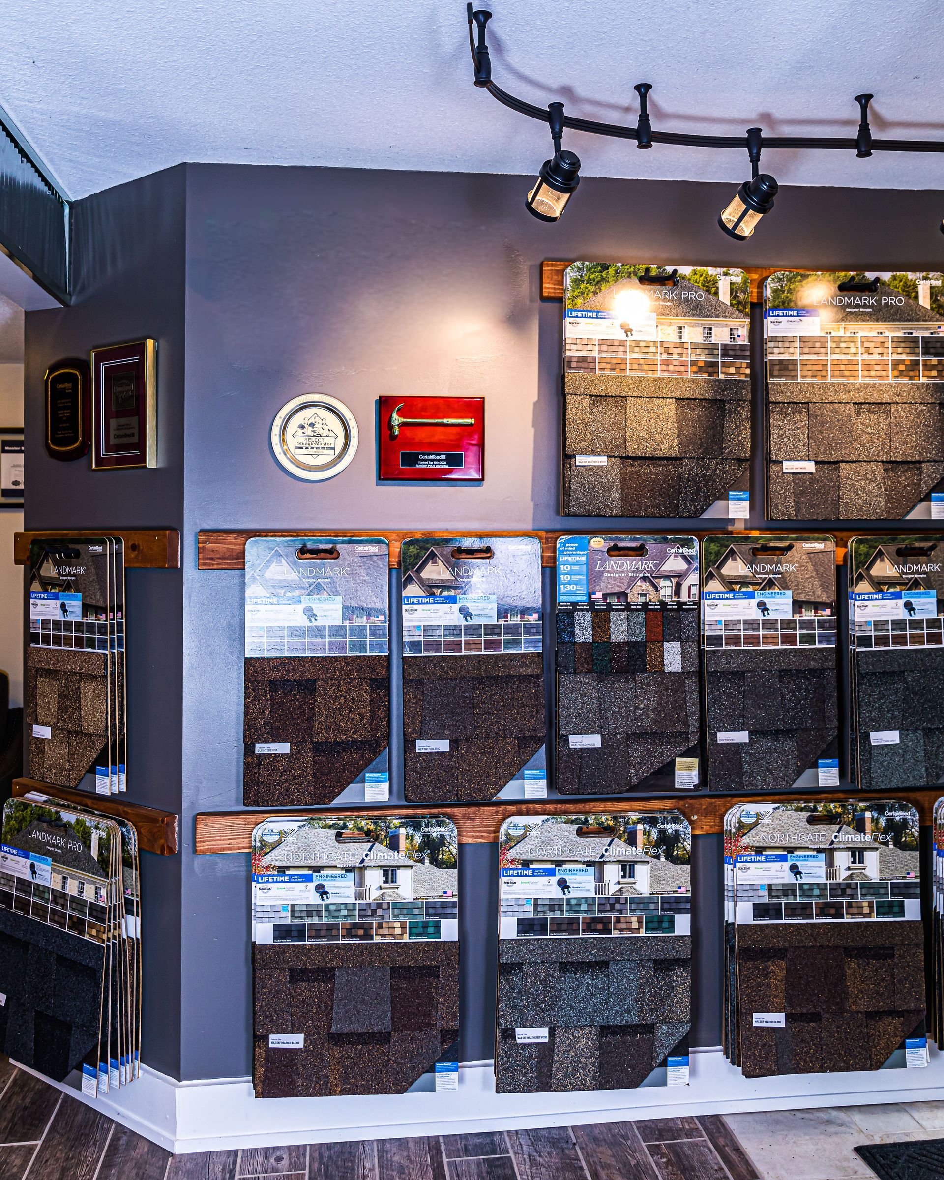 A room filled with lots of boxes and a clock on the wall