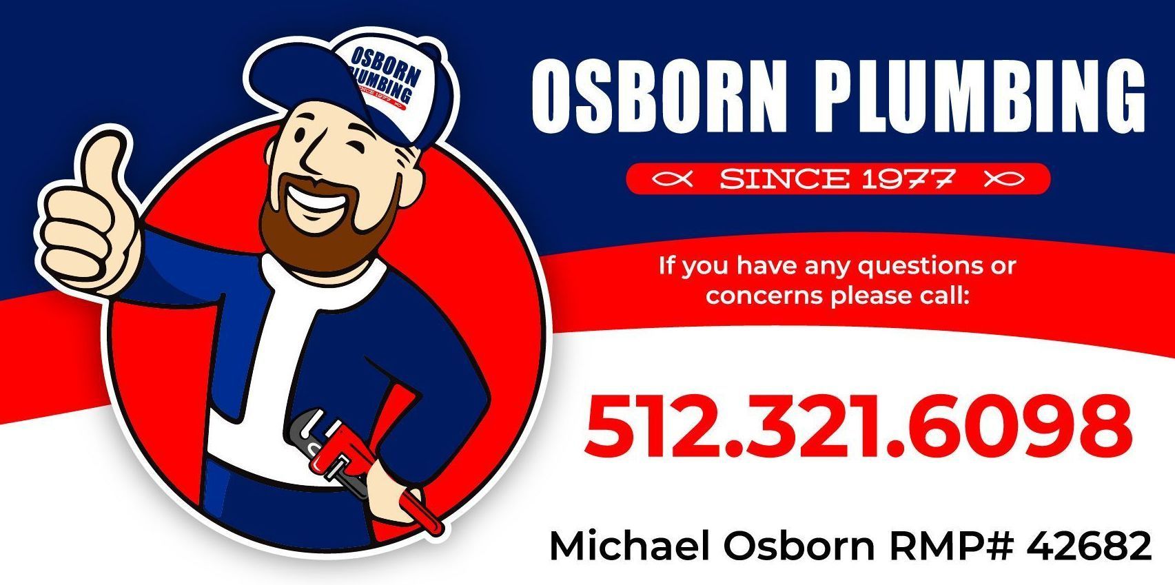 An advertisement for osborn plumbing shows a man giving a thumbs up
