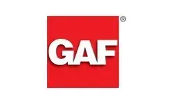 A red and white logo for a company called gaf.