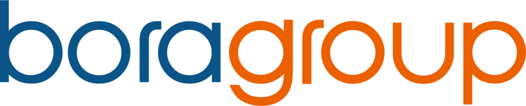 Bora group logo in blue and orange.