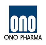 Logo of Ono Pharma: Blue square with