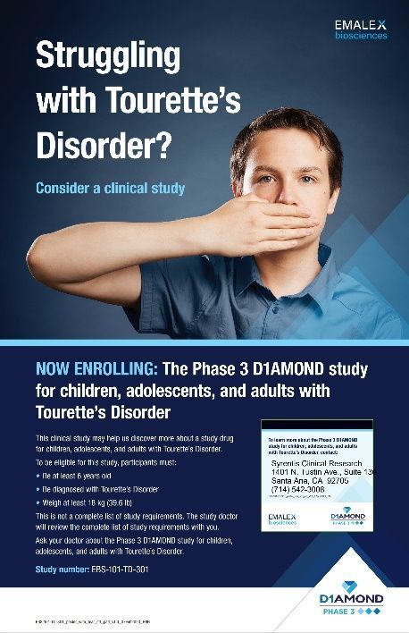 A poster that says struggling with tourette 's disorder
