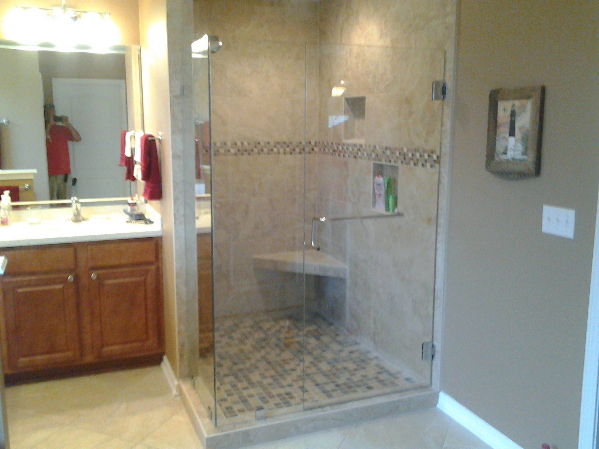 FRAMELESS 90 Degree clamp with towel bar