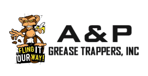 Logo for A & P Grease Trappers, Inc. in black lettering.