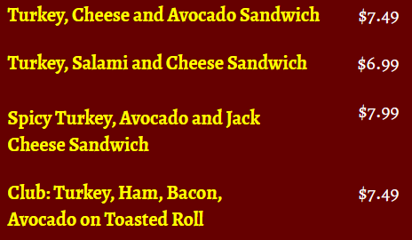 sandwich menu 3