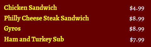 sandwich menu 2