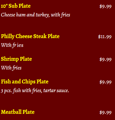 plates menu