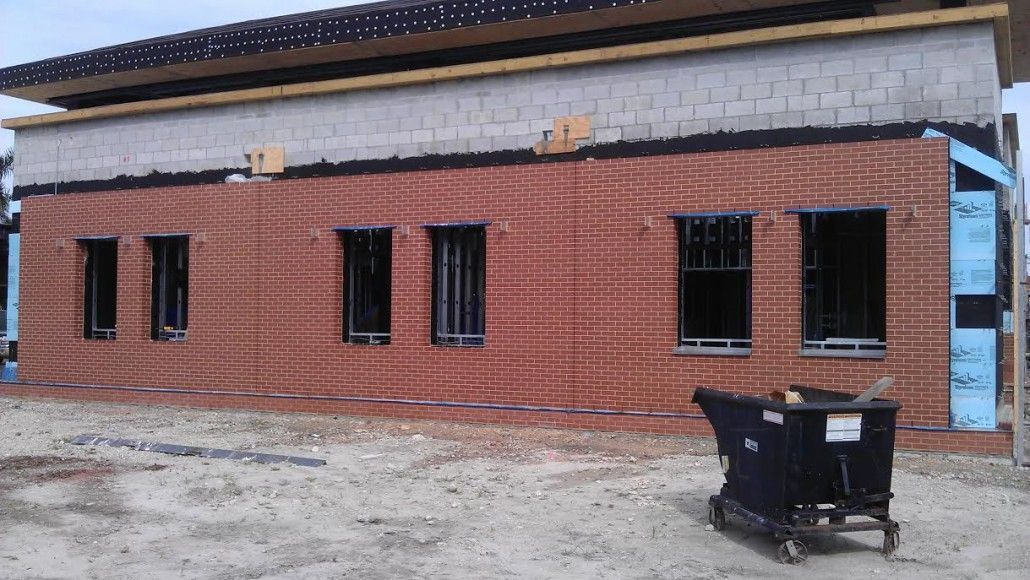 New brick construction of a commercial building in Deerfield Beach, FL.