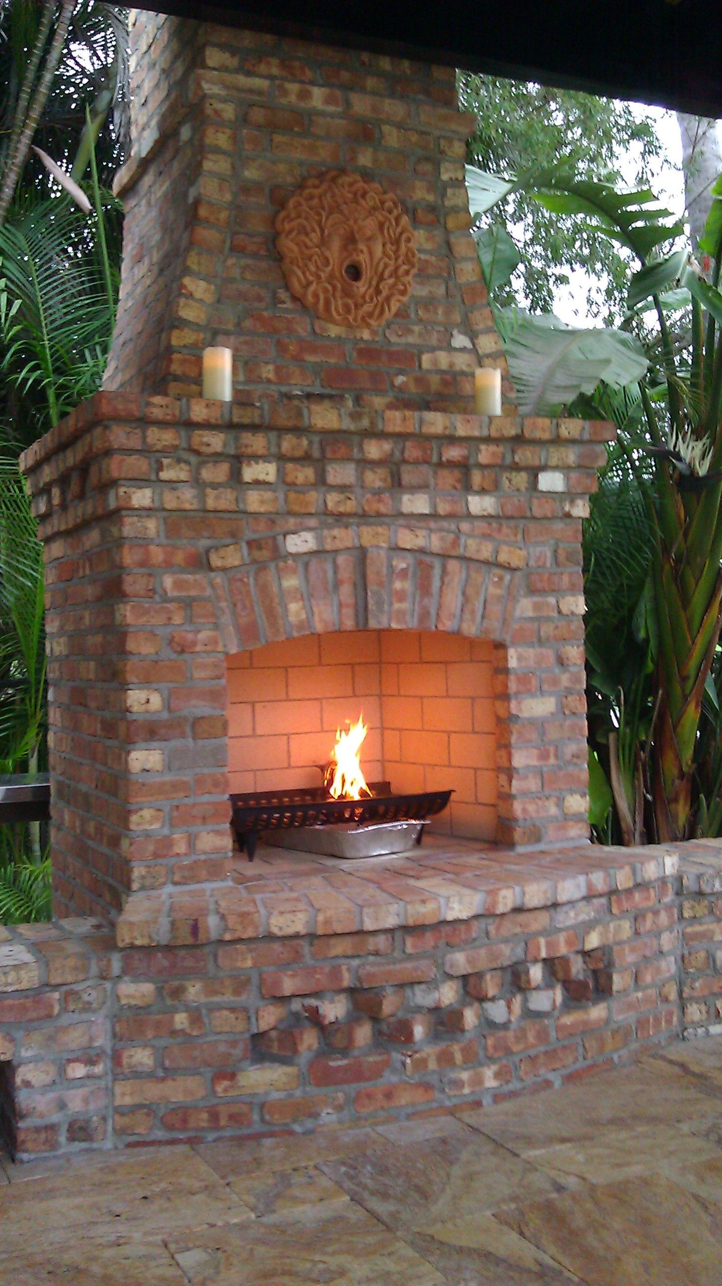outdoor stone fireplace
