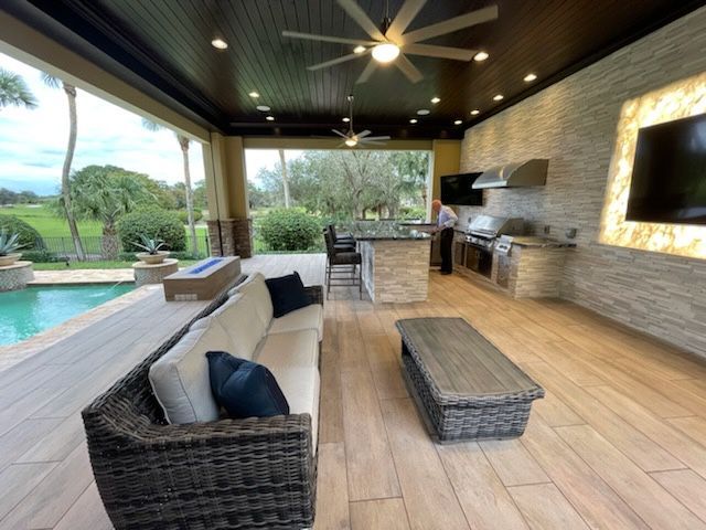A living room with a couch and a coffee table