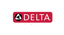 Delta logo: red rectangle with rounded corners, white text 