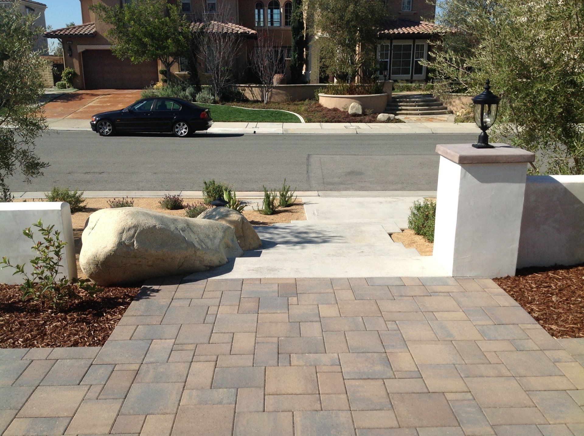 Big rocks and concrete steps