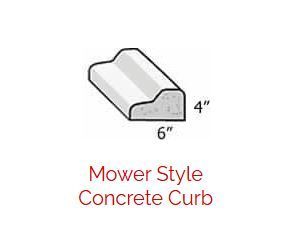 Diagram of a mower-style concrete curb with dimensions: 4 inches high and 6 inches wide.