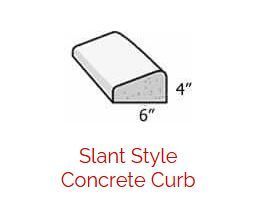 Diagram of a concrete curb with a slanted edge, labeled 