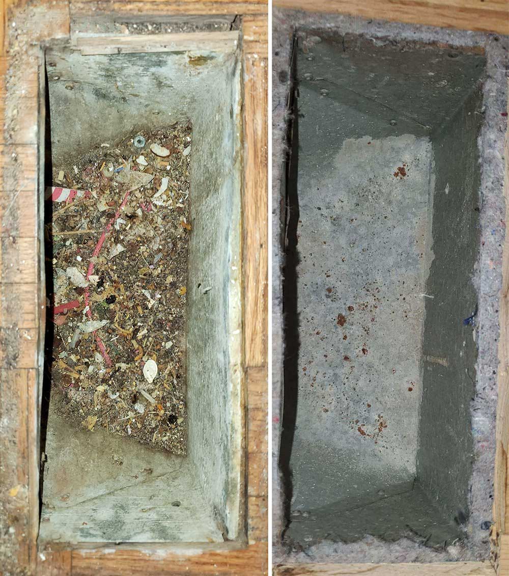 Register cleaning before & after photo