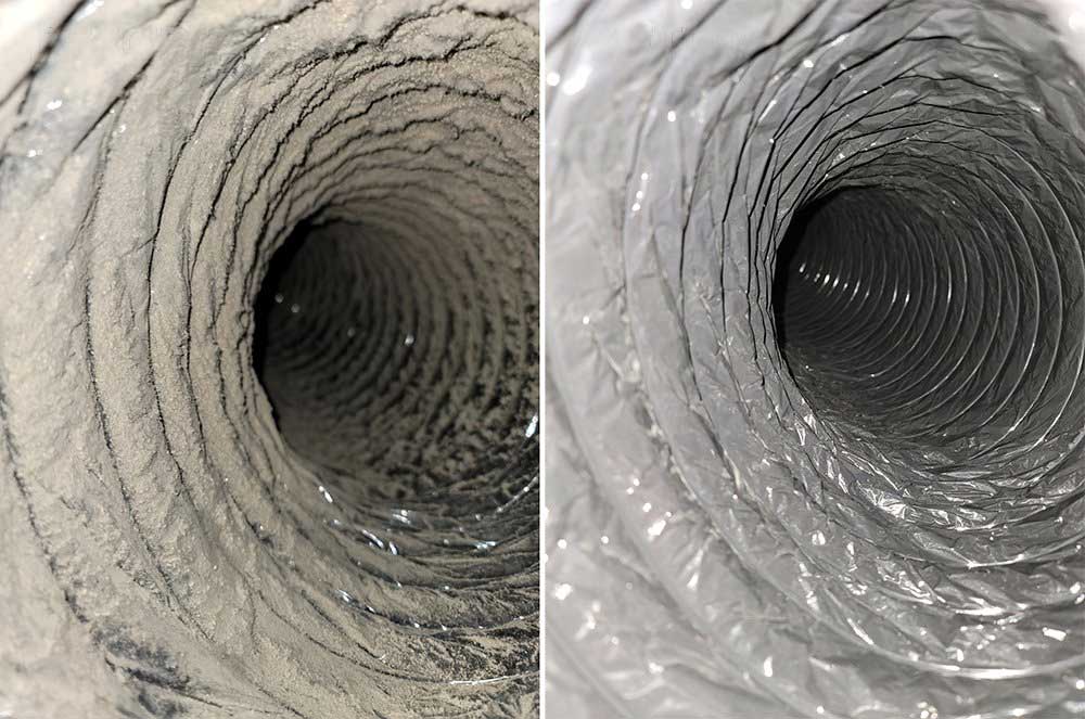 Commercial air duct cleaning before and after photos
