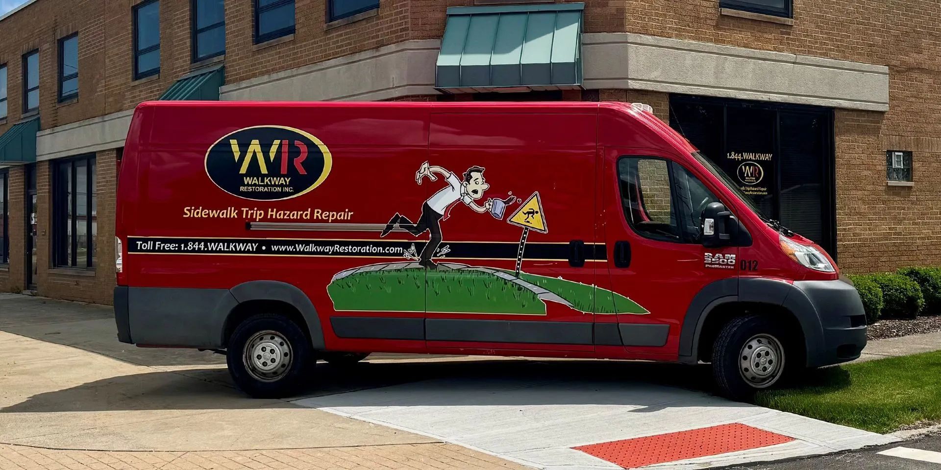 Red van with logo 