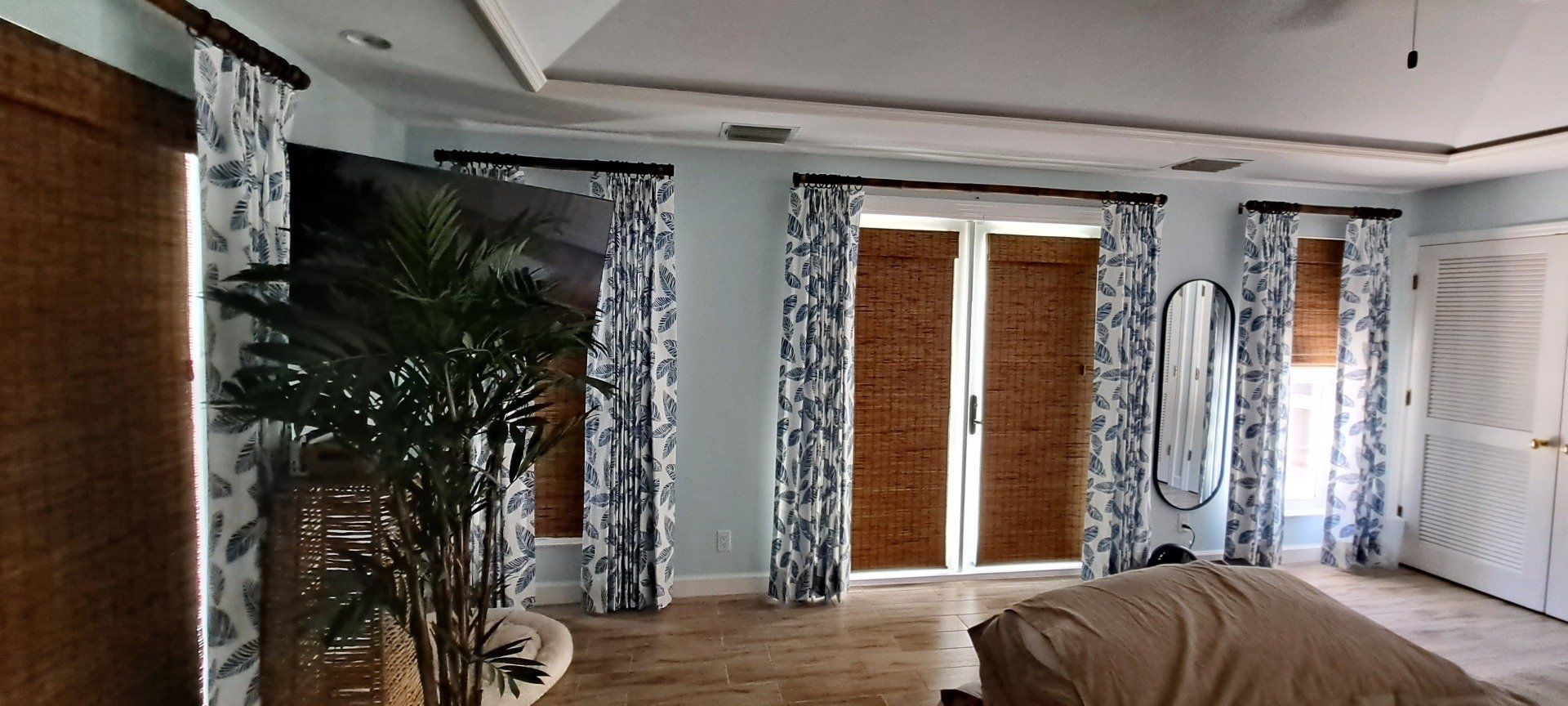 lovely living area with a custom window décor