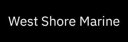 The text "West Shore Marine" in white sans-serif font on a black background.