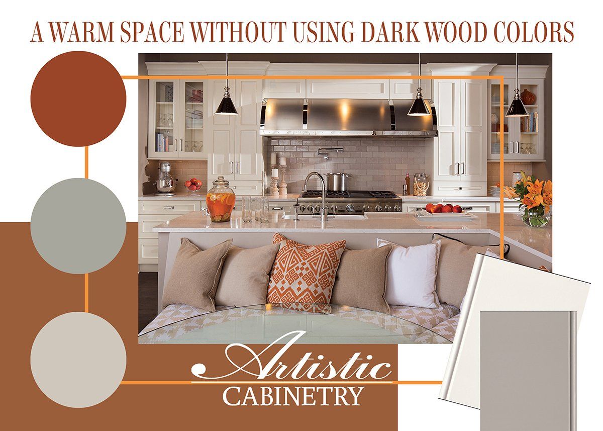 A warm space without using dark wood colors by artistic cabinetry