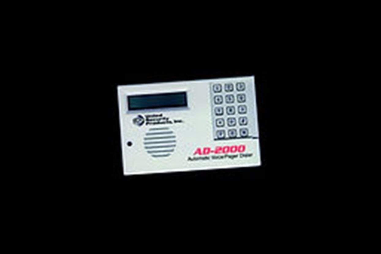 A security system with a keypad on a black background.