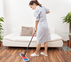 cleaning the floor