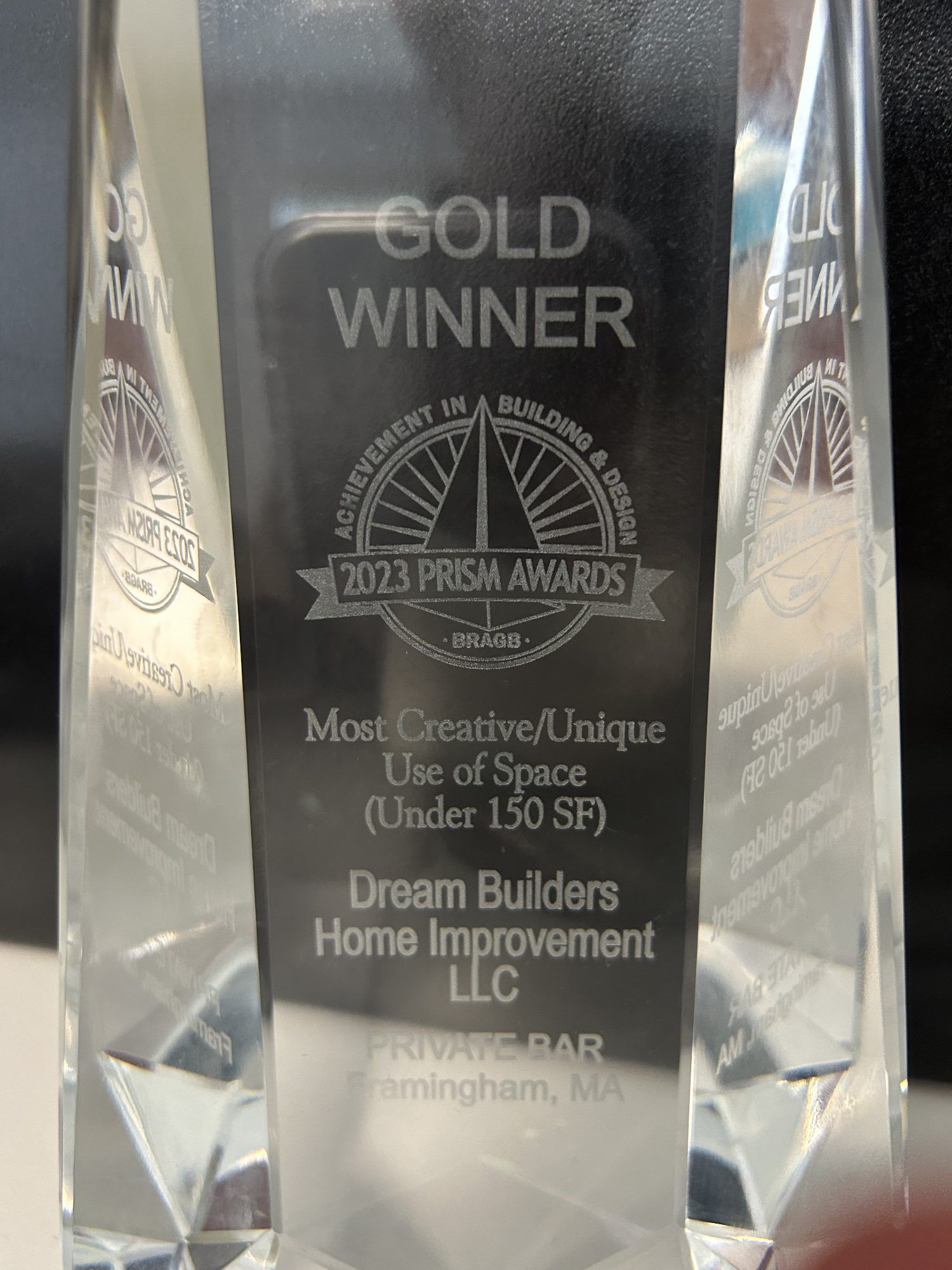 Gold winner trophy for 