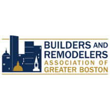 Logo for Builders and Remodelers Association of Greater Boston, featuring a blue skyline with gold accents and text.