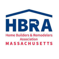 Logo for Home Builders & Remodelers Association of Massachusetts; blue with a house outline above the letters 