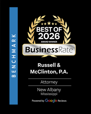 BusinessRate 2026 Best of Benchmark award for Russell & McClinton, P.A. in New Albany, Mississippi