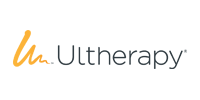Ultherapy logo in gray and orange on a white background