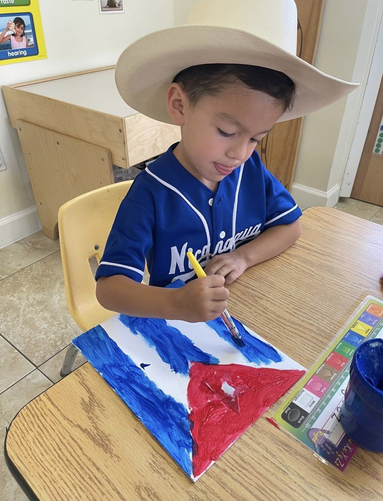 boy making a flag