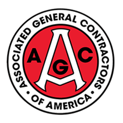 The circular red, white, and black logo of the Associated General Contractors of America featuring the letters A, G, and C.
