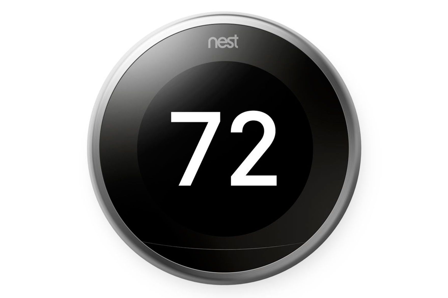 A nest thermostat shows the temperature is 72 degrees